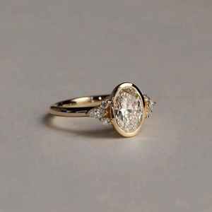 Oval Cut 1.01CT Bezel Set Lab Grown Diamond Luxury Signet <b>Ring</b> 14K Solid Gold For Unisex Fine Jewelry Gift For Wedding Occasion - Product Image 2