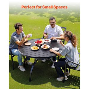 Tavolo da Pranzo Rotondo da Esterno da 47 Pollici con Foro per Ombrellone da 1,5 Pollici, Tavoli Bistro in Metallo Resistente alle Intemperie per Giardino - Product Image 2