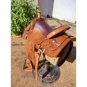 Selle d'équitation anglaise en cuir véritable résistante aux intempéries, selle de course de haute qualité, selle vintage lourde - Product Image 5