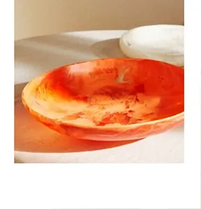 Handmade Blue Resin Round Modern Luxury Serving Plate Handpainted Art Dish Stocked Food Grade Eco-Friendly Dishwasher Safe - Product Image 4