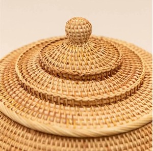 Handmade Oval Natural Rattan Bins Tea <b>Storage</b> <b>Box</b> Handle Eco-friendly Vintage Flexible Design Organizer <b>Storage</b> Baskets Home - Product Image 5