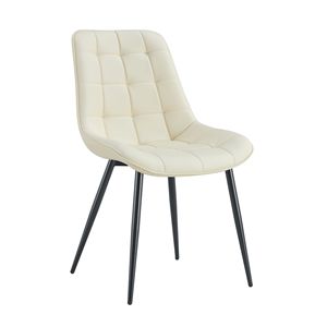 Sedia da Pranzo Moderna in Tessuto Bianco Crema con Elegante Motivo a Griglia, Stile Chic per il Tuo Spazio Pranzo - Product Image 1