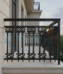 Rampe d'escalier de balcon moderne en fonte robuste, sans cadre, réglable, résistante aux UV, à la rouille et à l'eau, facile à installer - Product Image 2