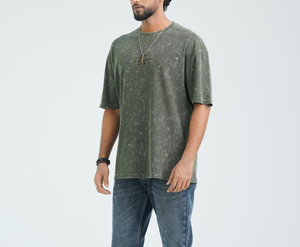 T-shirt Homme Oversize Personnalisé avec Logo OEM, Lavage Acide, 100% Coton 240 GSM, Impression Graphique Vintage, Respirant - Product Image 6
