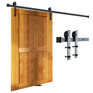 Kit Ferramenta per Porta Scorrevole da Fienile Resistente da 2,4 m, Capacità di Carico 150 kg, Kit Binario in Legno per Porta Singola Larga 1,1-1,3 m, Spessore 3,3 cm - Product Image 1