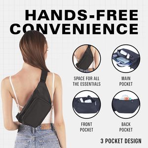 Hot Selling Black Nylon Cross Body Fanny Pack with Zipper Breathable Outdoor Sports Travel Camping-Low MOQ Bum <b>Straps</b> <b>Bags</b> - Product Image 4