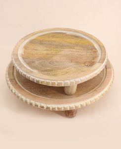 Premium Three-Tier Wooden Cake Stand with Rustic Farmhouse Design Durable Multi-Layer Display Perfect for <b>Parties</b> & Desserts - Product Image 3