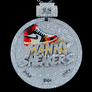 Full Ice out 14K Solid Gold Plated Moissanite Pendant with Manny Sneaker Design Christian Hiphop Unisex Luxury <b>Charm</b> Gift - Product Image 6