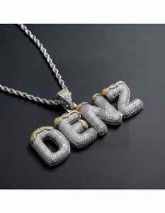 Pendentif Moissanite Lettre DENZ Iced Out avec Chaîne pour Homme, Argent, Or 10K 14K, Bijoux Hip Hop, Cadeau de Luxe, Style Tendance pour Homme - Product Image 1