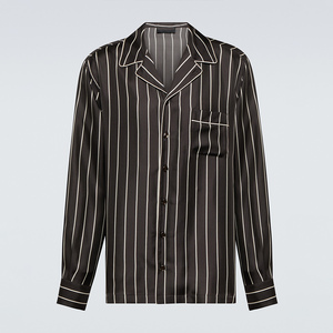 Conjunto de pijamas de seda para hombre para todas las estaciones, conjunto de ropa de dormir de manga larga, ropa de dormir de Color sólido de alta calidad para hombre, ropa de dormir de seda suave - Product Image 2