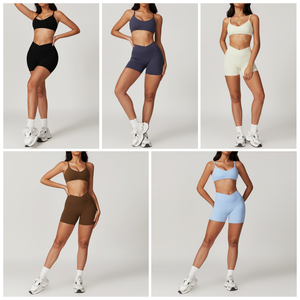 Custom 100% Cotton Eco-Friendly High Waist 2-Piece Short Sleeve Gym <b>Crop</b> <b>Top</b> Yoga Set Scrunch Butt Workout Shorts <b>Men</b> - Product Image 5