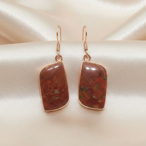 Pendientes de Plata de Ley 925 con Forma de Cometa de Jaspe Norena Natural, Chapados en Oro Rosa y Oro Amarillo, Joyería Minimalista de Lujo para Mujer - Product Image 3