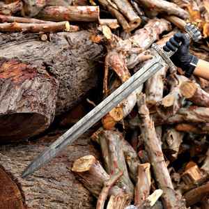 Vente en gros d'épées vikings Ragnar Lothbrok faites à la main, épée du roi Ragnar, épée de sorcier médiévale, épée antique avec fourreau en cuir - Product Image 4
