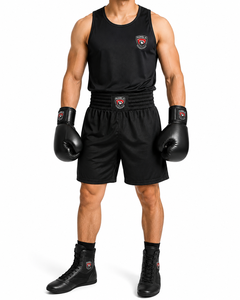 Bottes de boxe personnalisées en gros, en cuir noir respirant, pour toutes les saisons, chaussures d'entraînement durables, design montant - Product Image 4