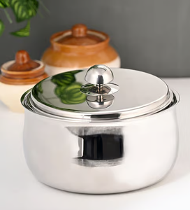 Boîte de conservation en acier inoxydable de qualité alimentaire avec couvercle hermétique, pot à gratin rond artisanal de qualité supérieure - Product Image 3