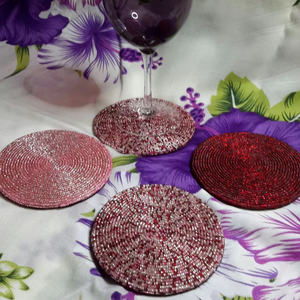 Accesorio de Mesa, Posavasos de Cuentas de Semillas, Posavasos de Cuentas de Semillas Hecho a Mano - Product Image 1