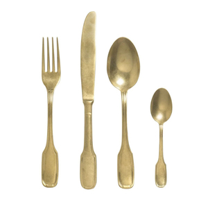 Juego de Cubiertos de Acero Inoxidable Ecológico de Alta Calidad, Chapado en Oro, Diseño Moderno, Acabado Dorado Cepillado, para Uso en el Hogar, Hoteles y Fiestas, Precio Razonable - Product Image 2