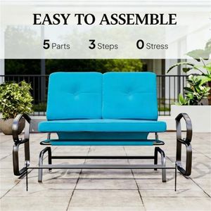 Sedie a dondolo blu per terrazza, panche da esterno per patio - Product Image 3