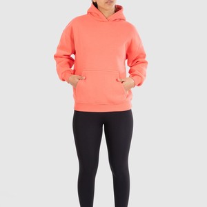 Sweat-shirt à capuche en molleton de coton pour femme, coupe classique, couleur unie, avec poches, décontracté, hiver, brodé, vente en gros - Product Image 5
