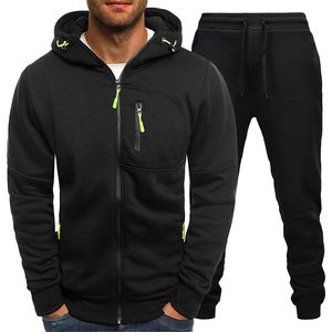 Conjuntos deportivos casuales transpirables para hombre, conjunto de sudadera de manga larga, chaquetas y pantalones deportivos para venta en línea - Product Image 4