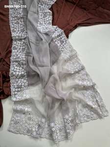 Sari de Chiffon Georgette Elegante y Moderno con Bordado y Detalles de Diamantes, Moda Femenina a Precio de Mayoreo - Product Image 2