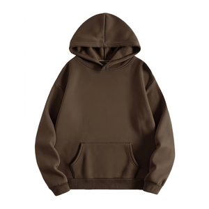 เสื้อสเวตเชิ้ตมีฮู้ดทรงโอเวอร์ไซส์สำหรับผู้หญิง สีพื้น ผ้าฝ้ายถัก มีกระเป๋า สไตล์ฤดูใบไม้ร่วง ความยาวปกติ - Product Image 1