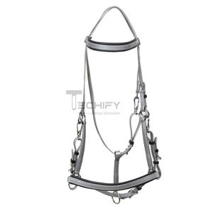 Silver Nylon Horse <b>Halter</b> with Adjustable Straps and Metal Hardware for Secure Fit - Product Image 2