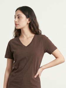 เสื้อยืดคอวีผู้หญิง ทรงปกติ แขนสั้น ธรรมดา สบายๆ เสื้อยืดพื้นฐาน ใส่สบาย ระบายอากาศได้ดี แฟชั่นทุกวัน เสื้อแฟชั่นฤดูร้อน ใส่ได้พอดีตัว - Product Image 3