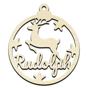 Adorno Navideño de Madera con Forma de Reno Rudolph, Decoración Artesanal Redonda de Estilo Tradicional - Product Image 1