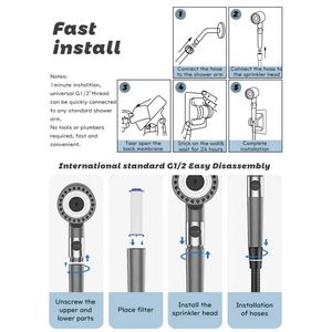 Sistema Doccia a Filtrazione Avanzata con Pressione Turbo e Flusso, Filtro a 5 Strati con Controllo a Interruttore per Uso Domestico e per Animali Domestici, Rubinetti per Bagno e Doccia - Product Image 4