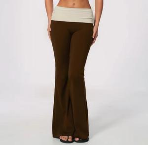 High Waist Full Length <b>Flared</b> Printed Breathable Stretch Polyester Knitted Striped Casual <b>Women's</b> All Seasons <b>Leggings</b> - Product Image 1