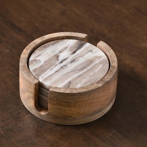 Posavasos Cuadrado de Mármol de Lujo, Tapete de Mesa de Piedra Pulida Marrón para Eventos y Fiestas de Cócteles, Decoración Artesanal para Mesa - Product Image 5