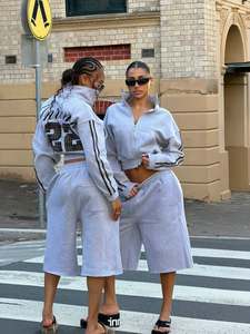 Custom <b>Women</b>’s Cropped Zip Up Tracksuit Set Two Piece <b>Fleece</b> Jacket and Wide Leg <b>Jogger</b> Pants Casual Streetwear Outfit - Product Image 4
