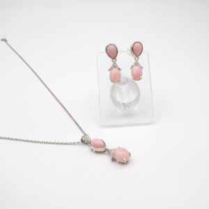 Charming Pink <b>Opal</b> Pear Pendant and <b>Earrings</b> Set 7x10 Stylish Women’s Fashion Jewelry Collection for All Occasion - Product Image 6