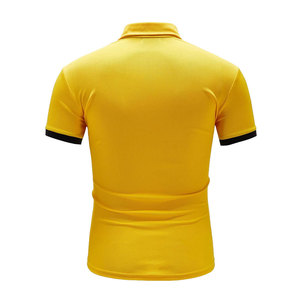 Polo de Manga Corta para Hombre con Logotipo Personalizado, Color Amarillo Sólido, Algodón Piqué, Corte Regular Informal, Diseño Transpirable de Punto - Product Image 3