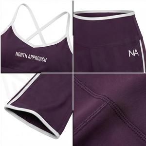 Conjunto de Yoga de 2 Piezas North Approach con Tirantes Cruzados, Pantalones de Cintura Alta hasta la Pantorrilla, Transpirables y sin Costuras - Product Image 4