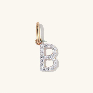 Colgantes Minimalistas Unisex de Plata 925 con Letras de Cristal Chapadas en Oro y Diamantes Cultivados en Laboratorio de la A a la Z - Product Image 3