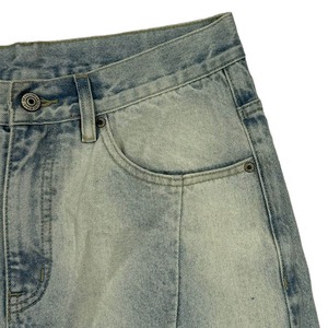 Jean décontracté personnalisable coupe ample jambe large pour homme 100% coton délavé effet neige avec logo avant taille mi-haute - Product Image 5