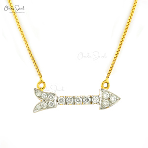 สร้อยคอทองคำแท้ 18K รูปทรงลูกศรประดับเพชรขาว 0.86 กะรัต จาก Chordia Jewels สร้อยคอเพชรสวยงาม เหมาะสำหรับเป็นของขวัญ - Product Image 1