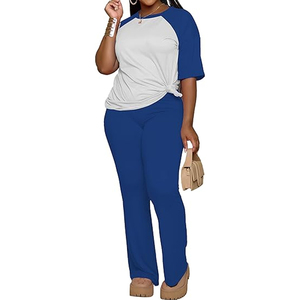 Women Stylish Two Piece Outfit Casual Short Sleeve T <b>Shirt</b> Loose Pants Lounge Wear Wholesale - Product Image 6