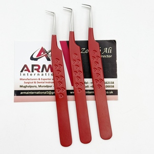 แหนบคุณภาพสูง ปลายแหลม 90 องศา เคลือบสีแดง สำหรับต่อขนตา ทำจากสแตนเลส พร้อมโลโก้ - Product Image 4