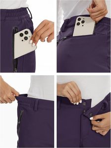 Pantalon de ski pour femme en polyester violet avec poches zippées et design respirant pour les activités de plein air - Product Image 3