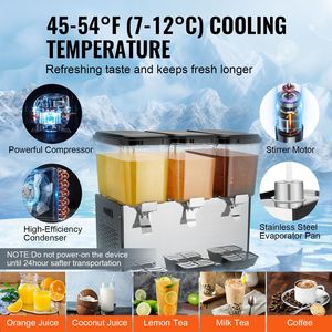 Dispenser di Bevande Commerciale in Acciaio Inox a 3 Serbatoi, 512W, 18 L/19 QT per Serbatoio, per Feste - Macchina per Tè Freddo e Succhi - Product Image 3