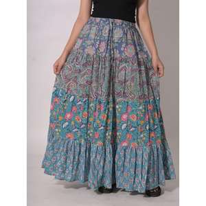 Jupe longue bohème en coton imprimé à motifs, jupe longue indienne faite à la main, tenue ethnique florale pour femmes, idéale pour les festivals - Product Image 5