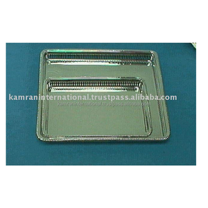 Bandeja de servicio rectangular chapada en plata con asas para llevar comida y servicio de habitaciones - Product Image 5