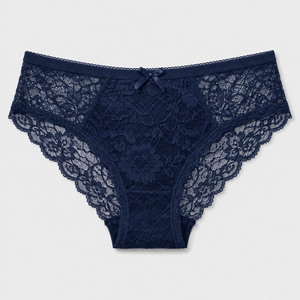 Culottes string taille basse en dentelle pour femmes, motif floral, transparentes, avec nœud à la taille, lingerie douce et respirante, vente en gros personnalisée OEM ODM - Product Image 3