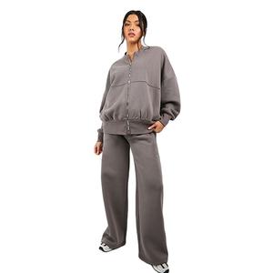 ชุดวอร์มผ้าฝ้ายฟลีซแบบสวมใส่สบาย ทรงหลวม ไหล่ตก ไซส์ใหญ่ สไตล์สตรีทแวร์ เนื้อผ้าหนานุ่ม ระบายอากาศได้ดี ซิปยาวเต็มตัว เหมาะสำหรับฤดูหนาว ให้ความอบอุ่น สำหรับผู้หญิง - Product Image 1