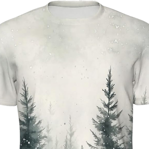 T-shirt à col rond pour homme, manches courtes, coupe classique, style décontracté, imprimé numérique, tissu jersey 100% polyester, anti-plis - Product Image 2