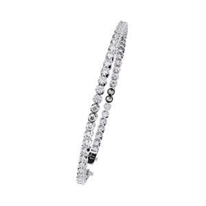 Pulsera de tenis de oro rosa con moissanita de corte brillante redondo, engaste de doble fila en canal, joyería clásica de boda para mujer - Product Image 2