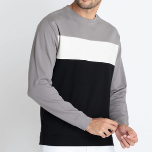 Sweat-shirt à col rond pour homme, couleur contrastée, coupe classique, vêtement décontracté pour l'automne, tissu tricoté - Product Image 2